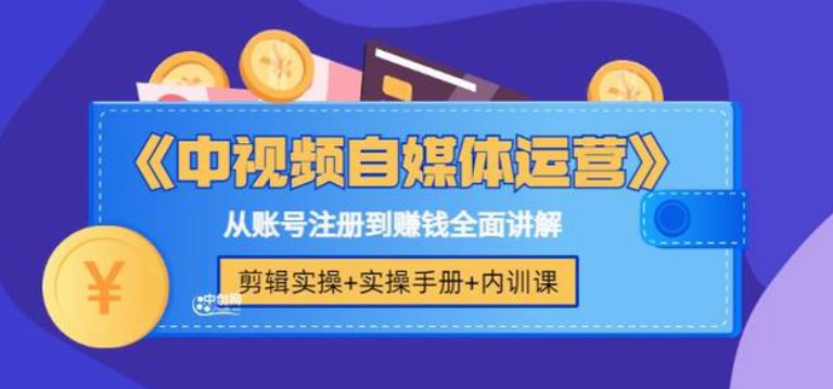 孟进《中视频自媒体运营》剪辑实操+实操手册+内训课，从账号注册到赚钱全面讲解售价128