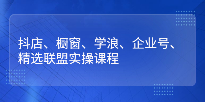 抖店、橱窗、学浪、企业号、精选联盟实操课程